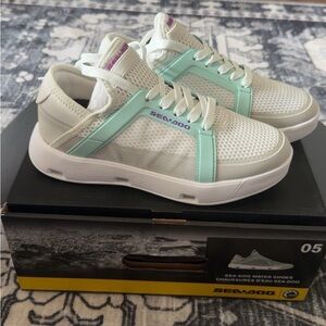 Women's Sea Doo water shoes- White and Mint Shoes